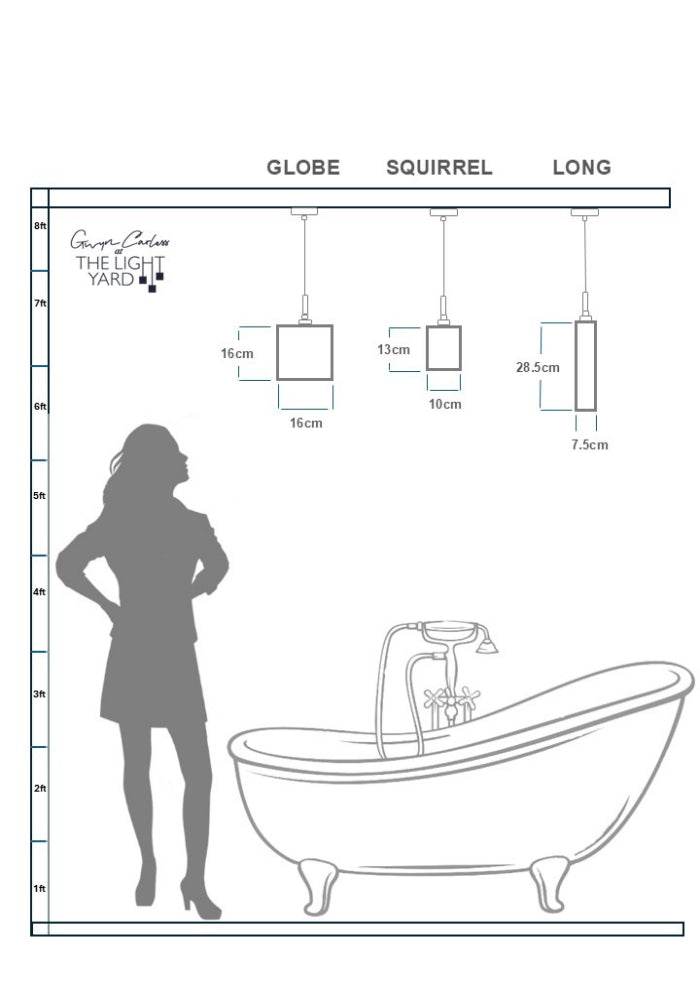 IP44 ALCHEMIST GLASS BATHROOM PENDANT LIGHT - HANGING LIGHTS  - GLASS PENDANT LIGHT  - CEILING LIGHTS SPEC SHEET