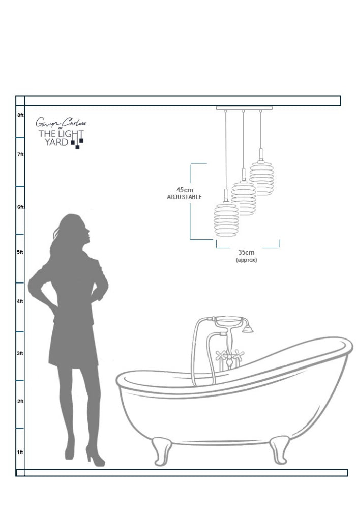 IP44 PAGODA BATHROOM CHANDELIER - LUXURY BATHROOM LIGHTING - HANGING PORCELAIN CEILING LIGHTS - SPEC SHEET